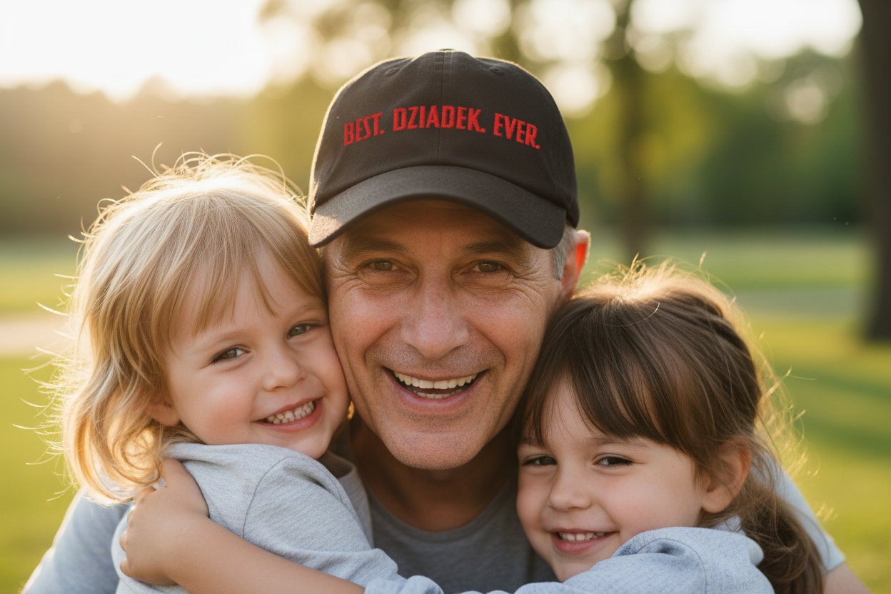 Close-up dziadek with grandkids hugging