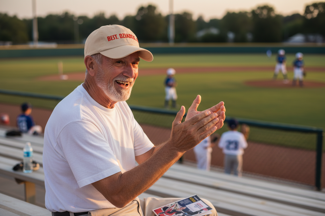 Dziadek at baseball game