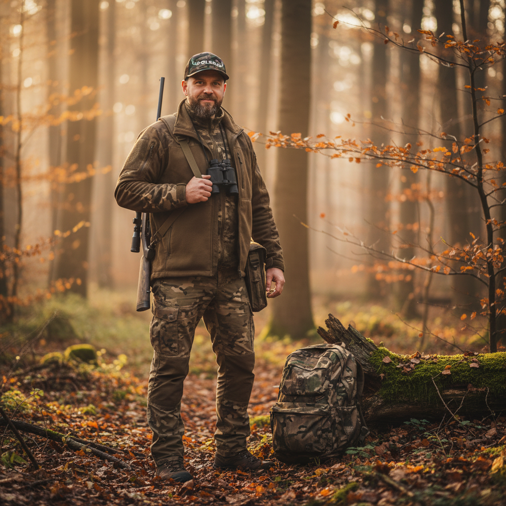 Polish man hunting with Polska camo hat